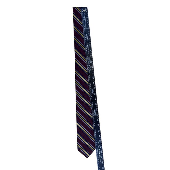 Vintage Brooks Brothers Purple Yellow & Navy All Silk Striped Tie Classic Finish - Picture 6 of 7
